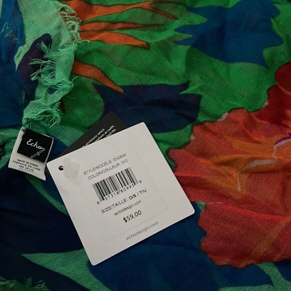 Floral Cotton/Viscose Scarf Echo Design NEW - Picture 2 of 2